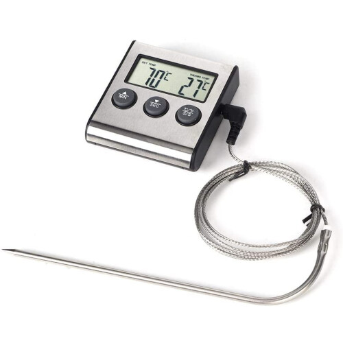 Digitales Fleischthermometer mit LCD-Display, Timer und Edelstahlsonde 1