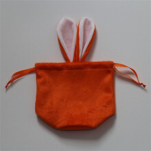 Sac à bonbons lapin de Pâques, pochette en velours à cordon, orange, 1 pièce