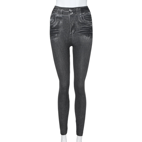 Jeans Díreacha Scíthe Meán-Ardaithe do Mhná, Liath 2
