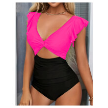 Γυναικείο μαγιό με βολάν και λαιμόκοψη V με έλεγχο κοιλιάς