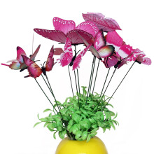 Estacas de mariposa de metal rosa intenso (12 unidades)