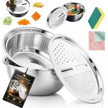 Évier de cuisine 5 en 1 en acier inoxydable avec râpe et passoire