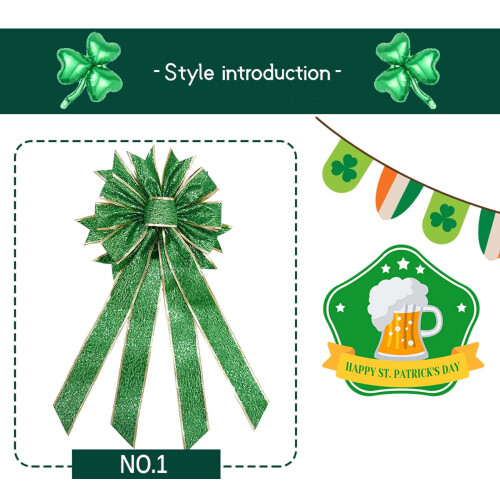 St. Patrick's Day Green Bow with Irish Print Decoration 2