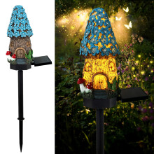 Lampy solarne w kształcie grzybów, wodoodporne, niebieskie, ogrodowe