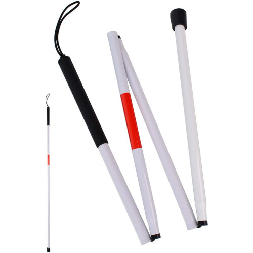 Aluminum Folding Walking Cane with Reflective Strip