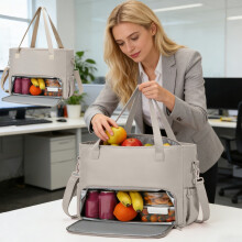 Bolsa térmica feminina para almoço com compartimento para laptop e