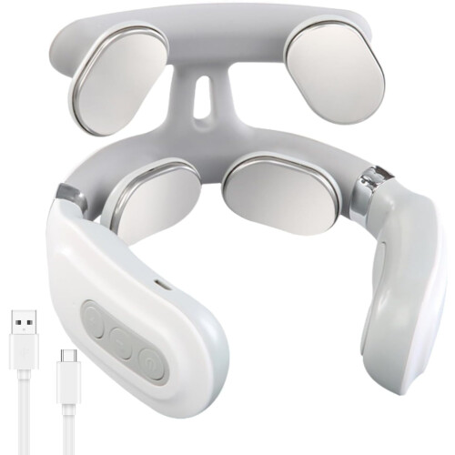 Massageador elétrico para pescoço com aquecimento e 4 cabeças de massagem.