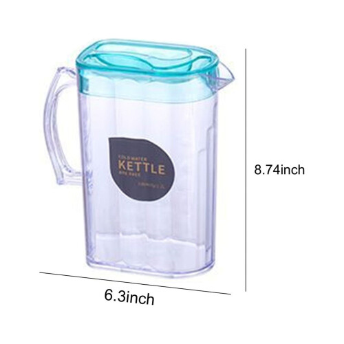 Brocca d'acqua con coperchio, 2,2 litri, quadrata, in plastica trasparente. 2