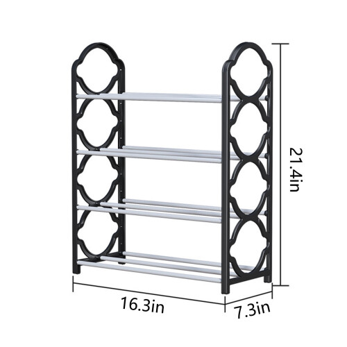 Metal Shoe Rack with Wheels Black 3-Tier 2