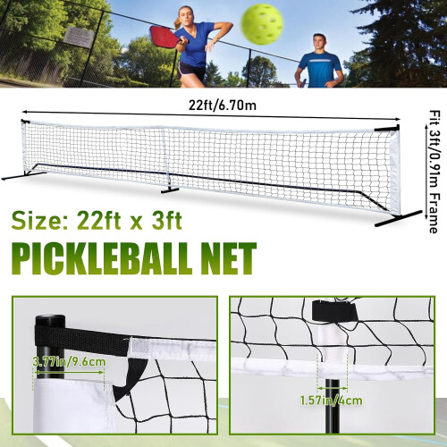 Pickleball Net Regulation Size 22 x 3 ft Durable