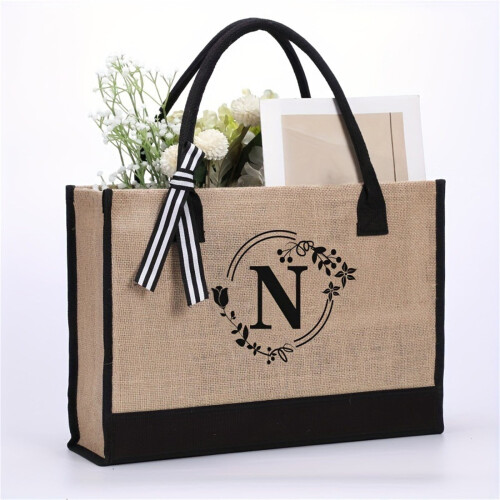 Sacola de juta personalizada com bolso com zíper