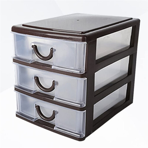 Multifunctional 3-Layer Plastic Drawer Storage Box with Translucent Design for Desktop Organization