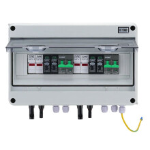 2 in 2 Out 600V Solar Photovoltaic PV Combiner Box with Protection 32A Fuse MCB SPD Waterproof IP65