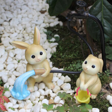 Charming Bunny Garden Decoration Set with Watering Can and Bucket Perfect for Outdoor Lawn and Patio Decor Multicolor