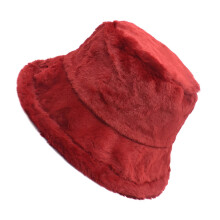 Futrzany kapelusz typu bucket dla kobiet, termiczny, wiatroodporny, polarowy, czerwony