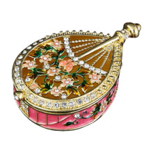 Boîte à bijoux en forme d'instrument de musique, peinte à la main avec des motifs floraux