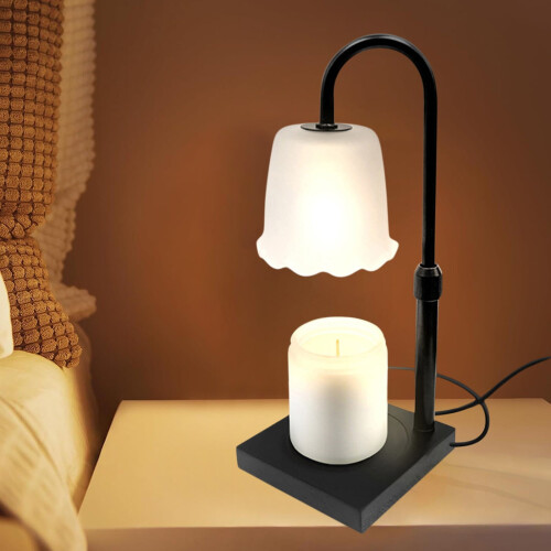 Ljusvärmare svart med timer, dimmer, infällbar bas