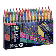 Glitterpenselpennor med dubbla spetsar, metalliska, 48-pack