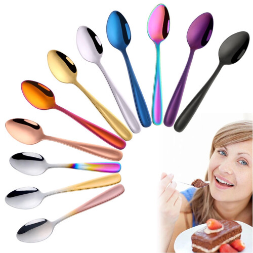 Cuchara de café de acero inoxidable – Cuchara de postre inoxidable, 1