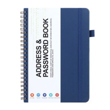 Agenda de endereços em espiral com capa de couro e letras grandes (120 páginas).