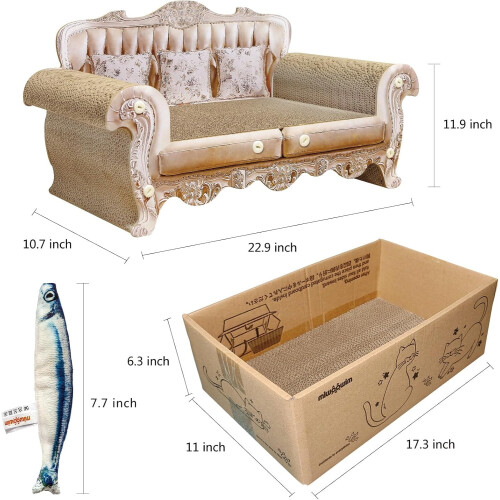 Cama arranhadora para gatos, sofá de 23 polegadas e arranhador de 17,3 polegadas.