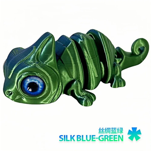 Figura decorativa camaleonte stampata in 3D, multiarticolata e mobile