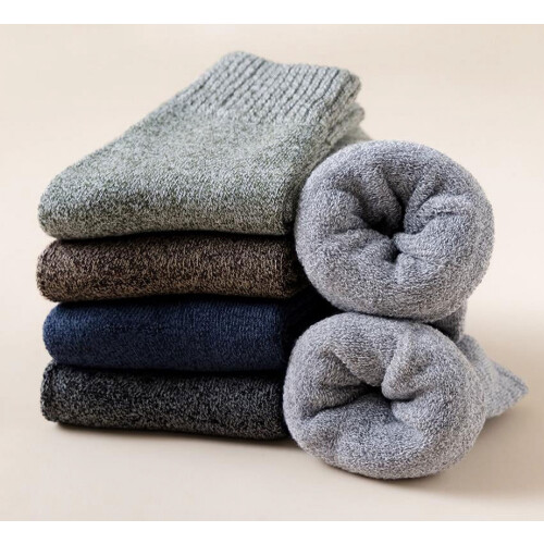 Men's Wool Socks Velvet Thick Solid Color 5 Pairs 1