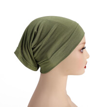 Naisten valmiiksi sidottu puuvillaturbaanipipo vihreä