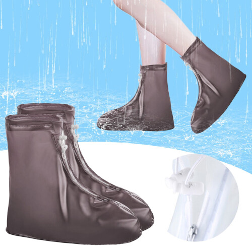 Copriscarpe da pioggia con cerniera, impermeabili, alti, 2