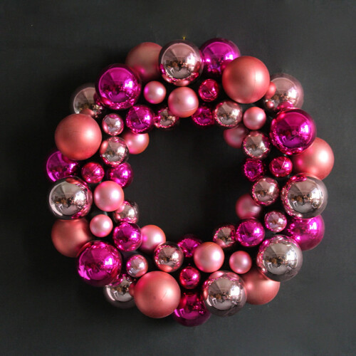 Julekule-girlandskrans rosa 35 cm