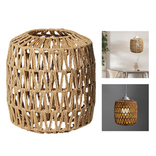 Handwoven Rattan Pendant Light Shade E27 Khaki 2