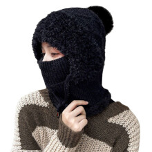 Căciulă de iarnă pentru femei cu căptușeală din fleece, cu apărători pentru urechi și protecție pentru față