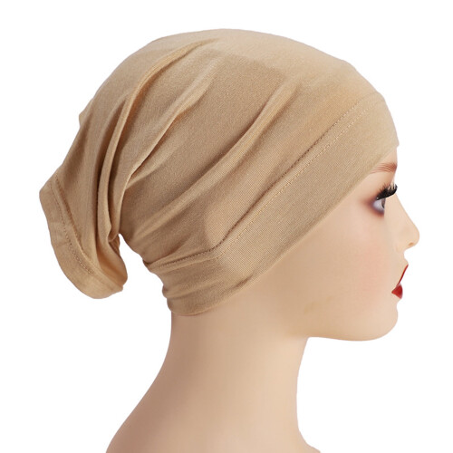 Forhåndsbundet turbanhette for kvinner - Myk bomull, elastisk, beige
