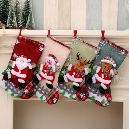 Personalisierte 30 cm große 3D-Plüsch-Weihnachtsstrümpfe mit künstlichem 2