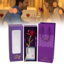 Rosa artificial banhada a ouro 24 quilates com caixa de presente de luxo