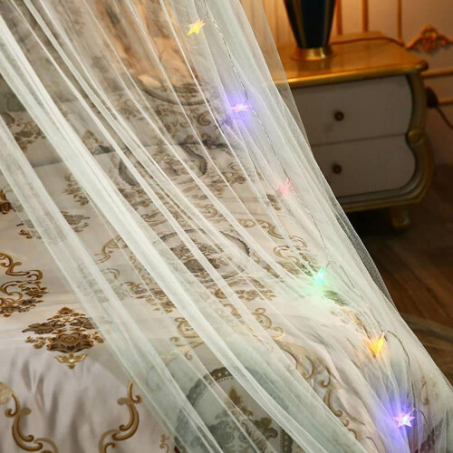 Ciel de lit rond en dentelle, polyester transparent, 70 x 260 cm 1