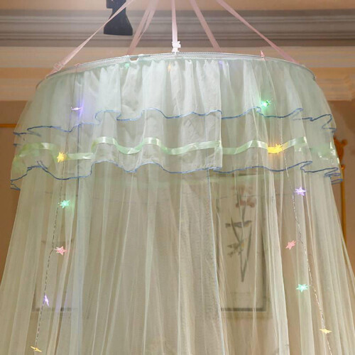 Ciel de lit rond en dentelle, polyester transparent, 70 x 260 cm 2