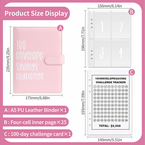 Money Saving Challenge Envelopes Black 100 Pack 2
