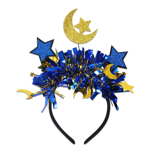 Tiara portátil com estrela e lua para decoração do Eid (1 peça)