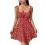 Dame boho blomsterromper med smockdetaljer rød M 1
