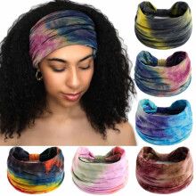 Conjunto de diademas Boho Chic con turbante suave teñido con la técnica tie-dye (6 piezas)