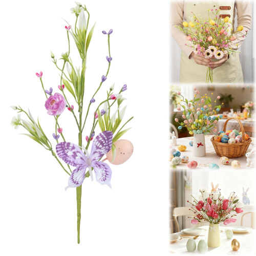 Kunstige påskeægblomster til vase 12 stk.