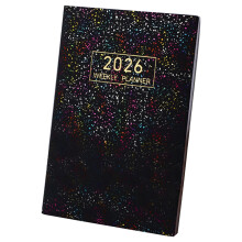 Agenda de couro 2026, semanal e mensal, 20,6 cm x 14,5 cm, capa dura.