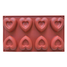 Moule en silicone antiadhésif en forme de cœur, 8 cavités, taille moyenne