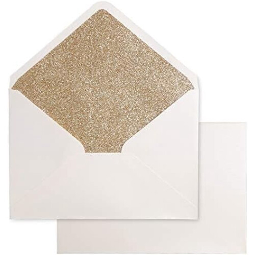 Envelopes A7 com Glitter Dourado (5,25 x 7,5 polegadas) - 50 unidades