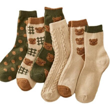 Japanische Kawaii-Knöchelsocken mit Rüschen und Bärenmotiv (6 Stück)