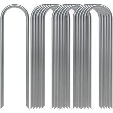 Estacas de jardín en forma de U, 3,8 cm x 15,2 cm, galvanizadas, calibre 11, paquete de 16 unidades