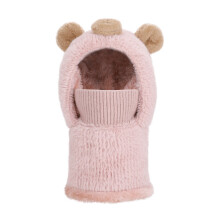 Vaaleanpunainen fleece-eläinkuvioinen kaulahuppu