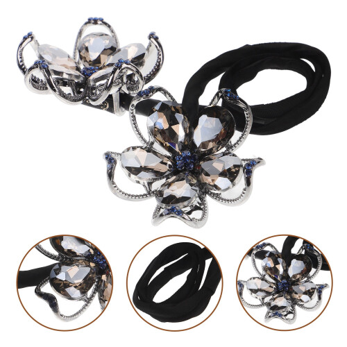 Chignon orné de strass, accessoire pour cheveux en alliage noir