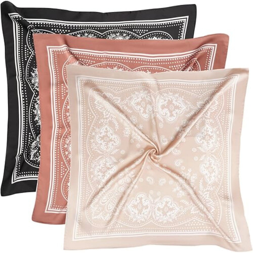 Luxe satijnen sjaal van 70 cm (vierkant), 3 stuks